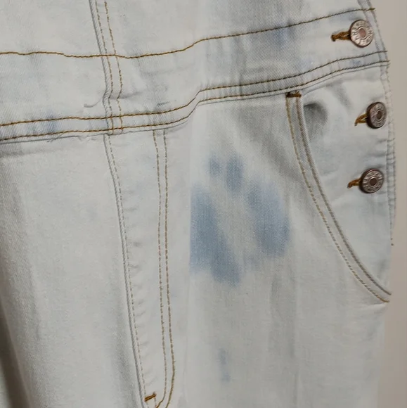 Jeans Light Blue Bleached Denim Overalls - Picture 9 of 13